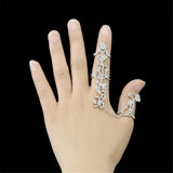 Multiple Crystal Stack Knuckle Band Link & Chain Finger Rings Set - Heesse