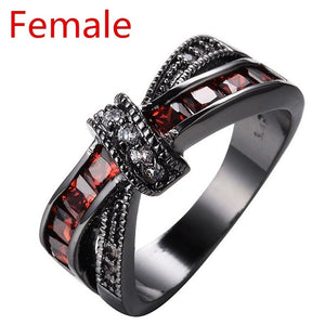 Couple Ring Red/White Zircon Set - Heesse