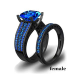 Lovers Blue Zircon Ring Sets - Heesse