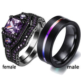 Couple Purple Zircon Ring Set - Heesse