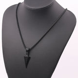 Men's Matte Black Long Necklace with Arrow Pendant - Heesse