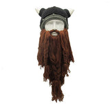 Men's Barbarian Vagabond Viking Beard Beanie Horn Hats - Heesse Fashion