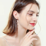 925 Solid Real Sterling Silver Crystal Leaf Earrings for ladies - Heesse
