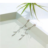 925 Solid Real Sterling Silver Crystal Leaf Earrings for ladies - Heesse