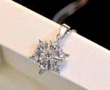 925 Sterling Silver Snowflake Pendant Necklaces 45 cm - Heesse