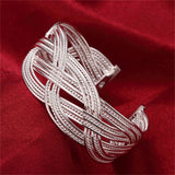 925 Sterling Silver Intertwined Bangle Bracelet - Heesse