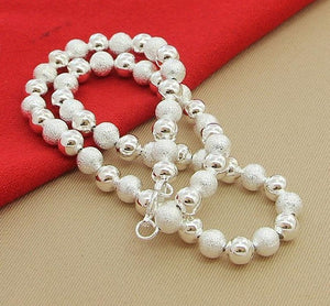 925 Sterling Silver 8mm Beads Chain Necklace For Woman - Heesse