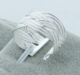 925 Sterling Silver Cross Weave Open Ring For Women - Heesse