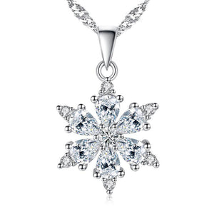 925 Sterling Silver Snowflake Pendant Necklaces 45 cm - Heesse
