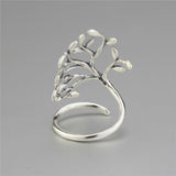 925 Handmade Sterling Silver Glaze Leaves Open Rings For Women - Heesse