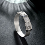 925 Sterling Silver 10/12/14mm Web Watch Belt Bangles Bracelets For Women - Heesse