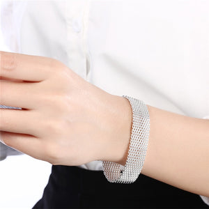 925 Silver Mesh Bracelet Chain for Women - Heesse