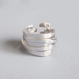 925 Sterling Silver Irregular Geometric Rings For Ladies - Heesse