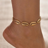 Gold Metal Shell Coconut Tree Ladies Anklets Bracelets - Heesse