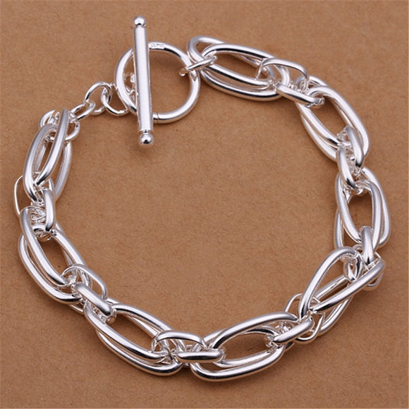 Ladies chain silver color plated bracelets - Heesse