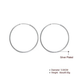 925 Sterling Silver Hoop Earring 50mm Round Circle - Heesse