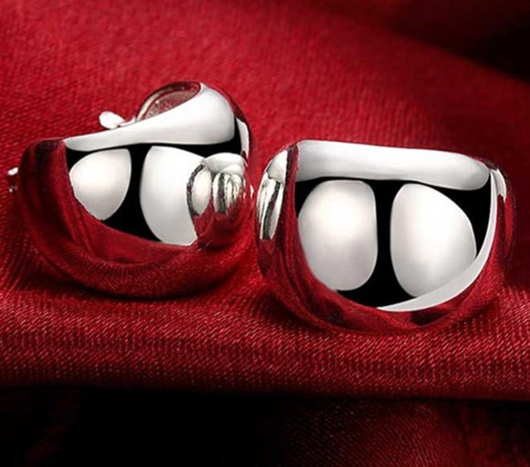 925 Sterling Silver Smooth Egg Shape Hoop Earrings Cute Romantic Jewelry For Women - Heesse