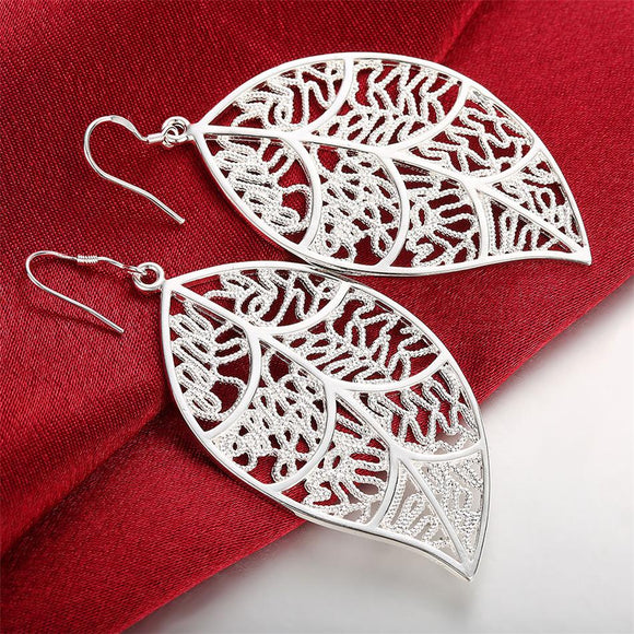 925 Sterling Silver Leaf Earrings For Women - Heesse