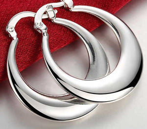 925 Sterling Silver U Shape Big Hoop Earrings For Women - Heesse