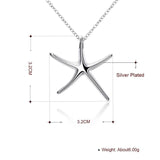 925 Sterling Silver Fashion Star Fish Pendant Necklace 18 Inches Chain For Women - Heesse
