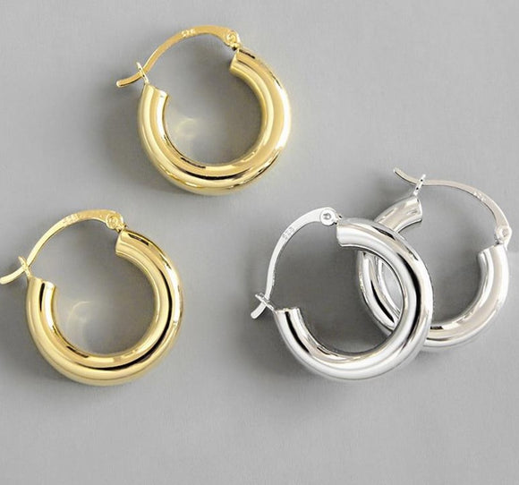 Silver Round Circle Women Hoop Earrings Gold/Silver Color - Heesse