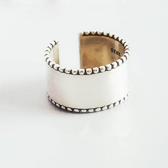 925 Sterling Silver Large Smooth Antique Rings For ladies - Heesse