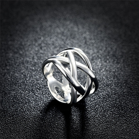 925 Sterling Silver Cross Intertwined Ring For Women - Heesse