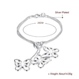 925 Sterling Silver Chain Three Butterfly Bracelet - Heesse