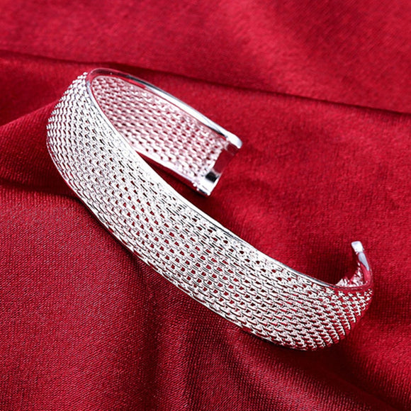 925 Sterling Silver Web Bangle Bracelet For Woman - Heesse