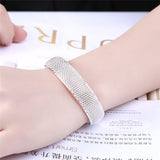 925 Sterling Silver Web Bangle Bracelet For Woman - Heesse