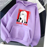 Darling In The Franxx hoodie Anime Harajuku Zero TWO Beautiful Girl Print Unisex Streetwear Loose Hip Hop Warm Hooded Sweatshirt - Heesse