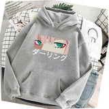 Darling In The Franxx hoodie Anime Harajuku Zero TWO Beautiful Girl Print Unisex Streetwear Loose Hip Hop Warm Hooded Sweatshirt - Heesse